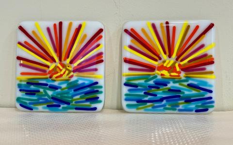 fused glass coasters