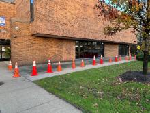 Hardscaping in front of Library